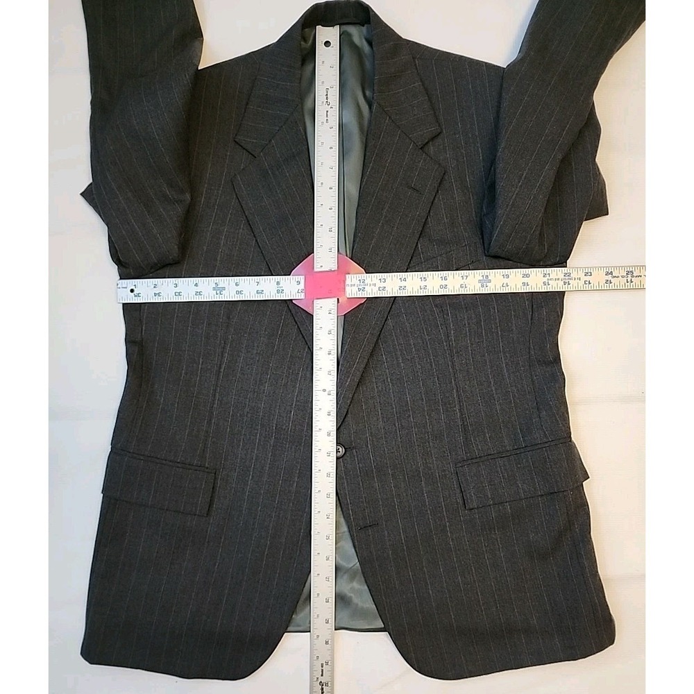 VTG Polo Ralph Lauren Gray Pinstriped Wool Suit Sz 43S Pants 37.5"X27.25" - Picture 11 of 16